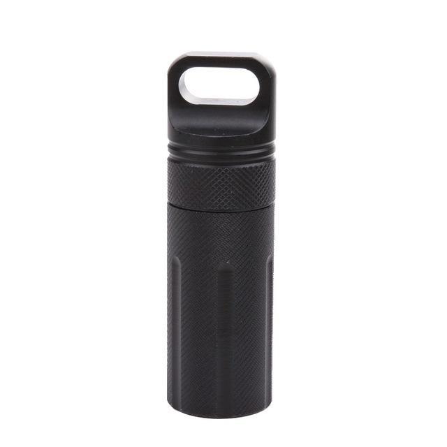 Aluminium Alloy Waterproof Capsule Seal Bottle Outdoor Edc Survival Pill Box-Bluenight Outdoors Store-Black-Bargain Bait Box