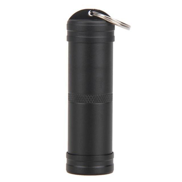 Aluminum Alloy Cnc Outdoor Waterproof Pill Case First-Aid Medicine Bottle With-Traveling Light123-Black-Bargain Bait Box
