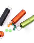 Aluminum Alloy Cnc Outdoor Waterproof Pill Case First-Aid Medicine Bottle With-Traveling Light123-Green-Bargain Bait Box