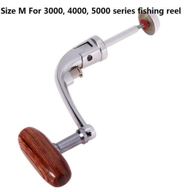 Aluminum Alloy Fishing Reel Handle Rotary Knob Foldable Power Wood Handle For-Fishing Reel Handles & Knobs-Bargain Bait Box-M-Bargain Bait Box