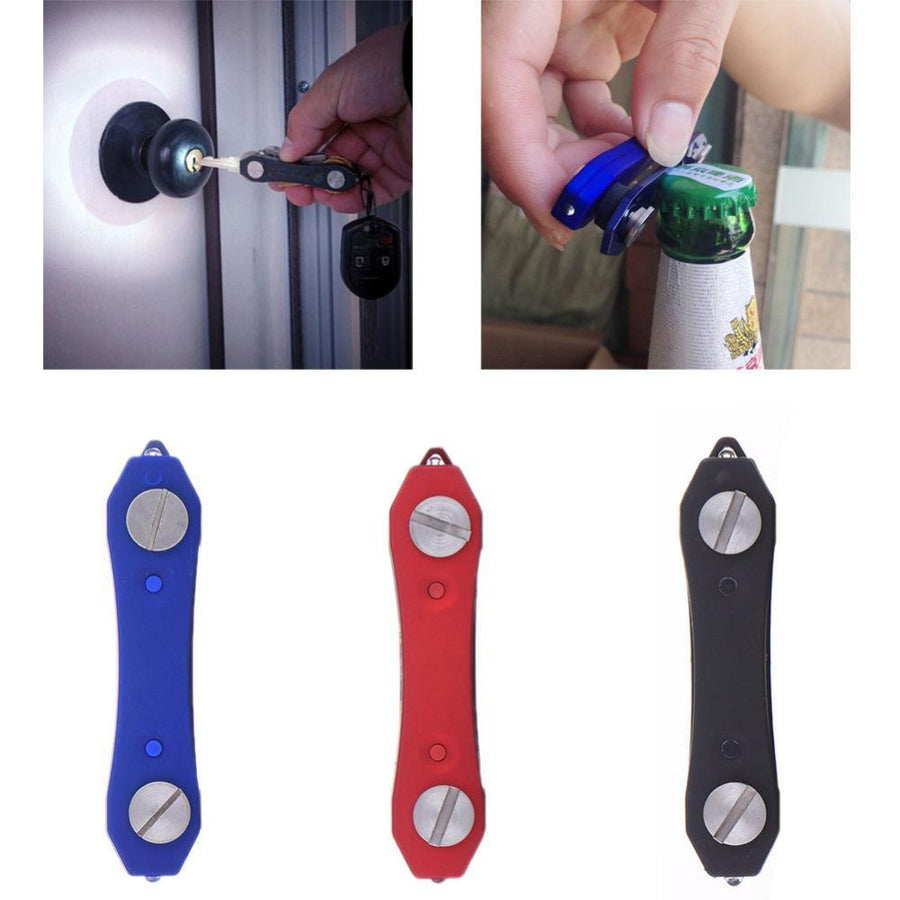 Aluminum Key Holder Clip Keys Organizer Folder Keychain Led Light Ring Pocket-HimanJie Store-Red-Bargain Bait Box