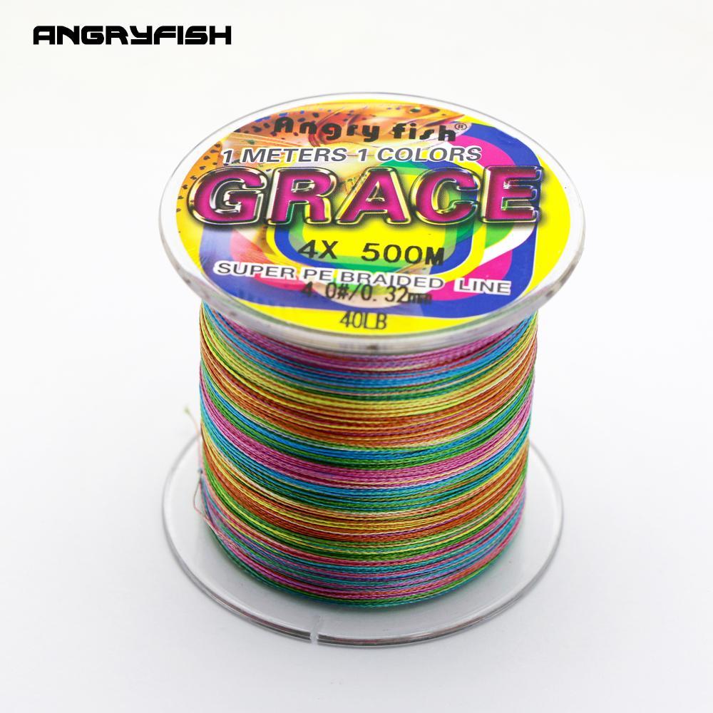 Angryfish 4 Strands 500M Braided Fishing Line Weave Multicolor Pe Super Liucai-angryfish Store-0.4-Bargain Bait Box