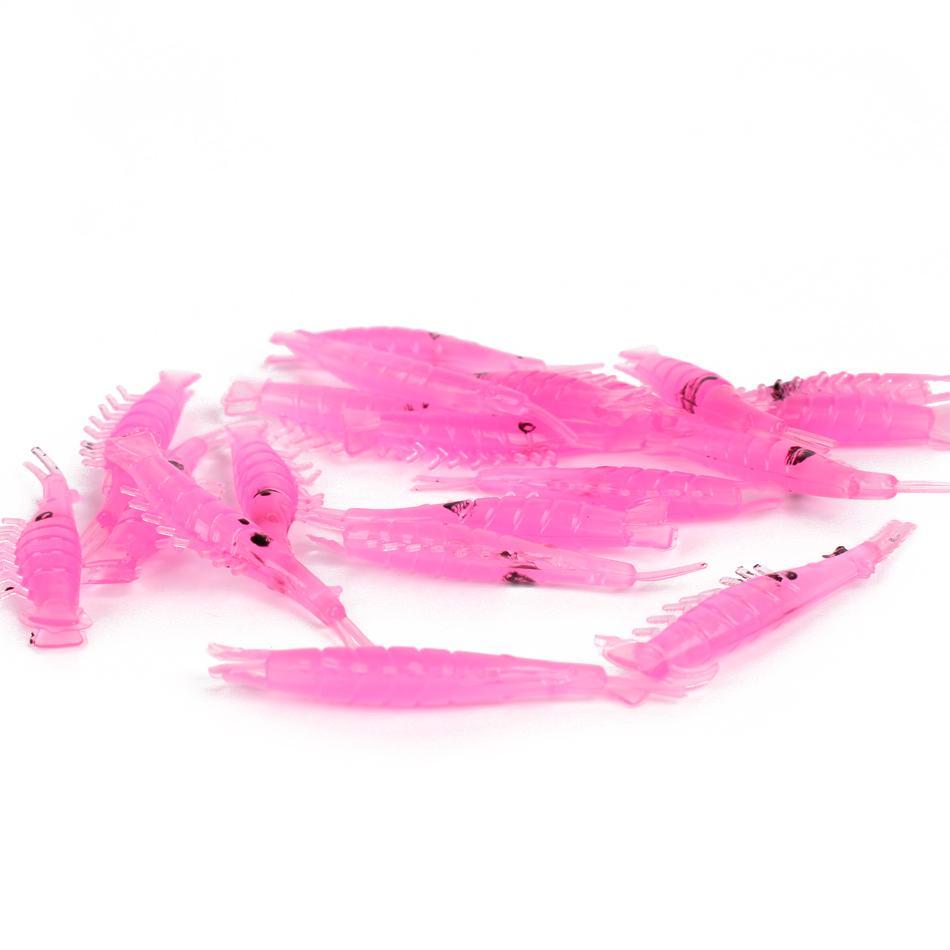 Anmuka 100Pc Sabiki Soft Fishing Lure Luminous Shrimp Bait 3.8Cm Sabiki Worn-Anmuka Fishing (China) Store-pink-Bargain Bait Box