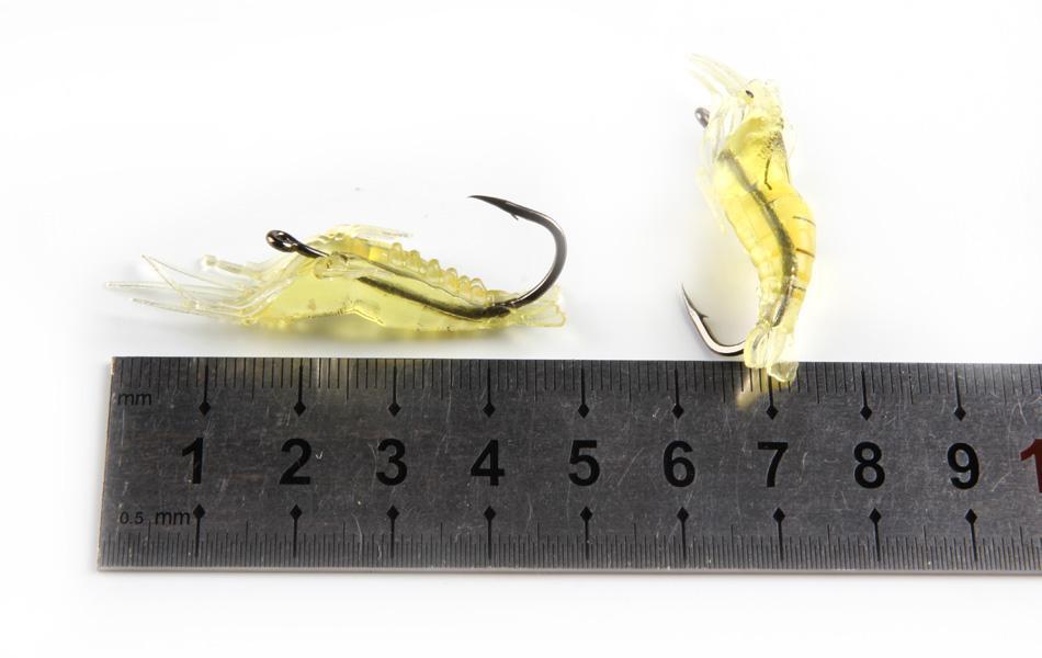 Anmuka 10Pcs 4Cm Soft Shrimp Fishing Lure Single Hooks Soft Lure Realistic Grass-Anmuka Outdoor store-White-Bargain Bait Box