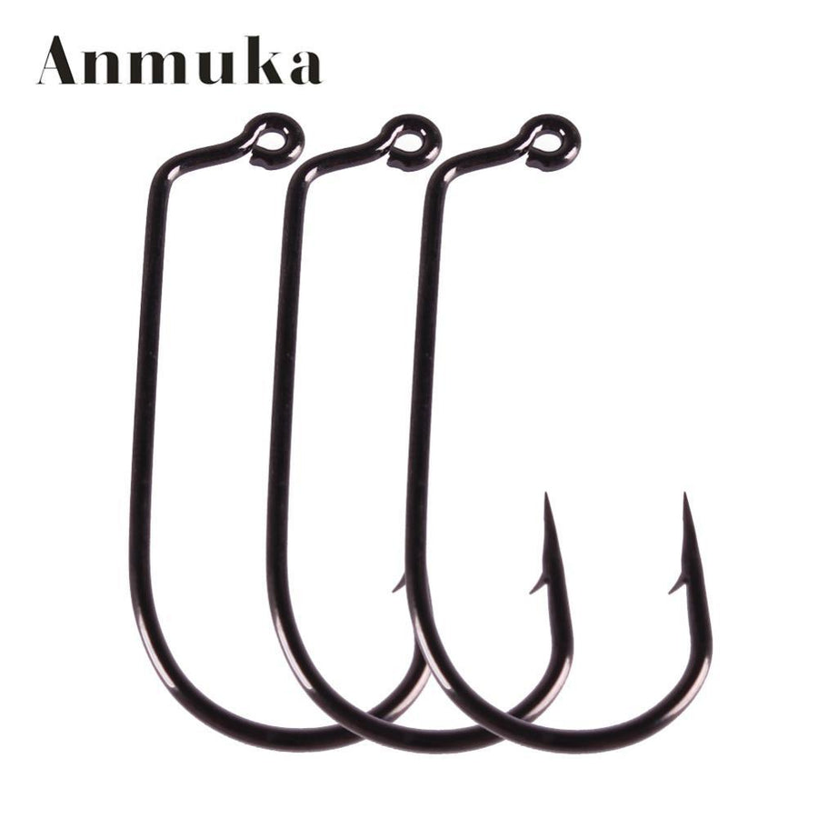 Anmuka 10Pcs/Lot Carbon Steel 60 Degree Jig Hook Fishing Hooks 2# 3# 4# 6#-Anmuka Fishing (China) Store-2-Bargain Bait Box