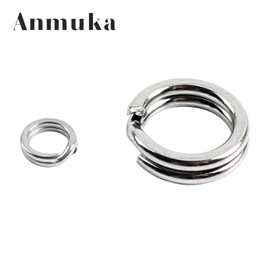 Anmuka 20Pcs Double Loop Split Rings Fishing Lure Stainless Steel Round-Anmuka Outdoor store-size5-Bargain Bait Box