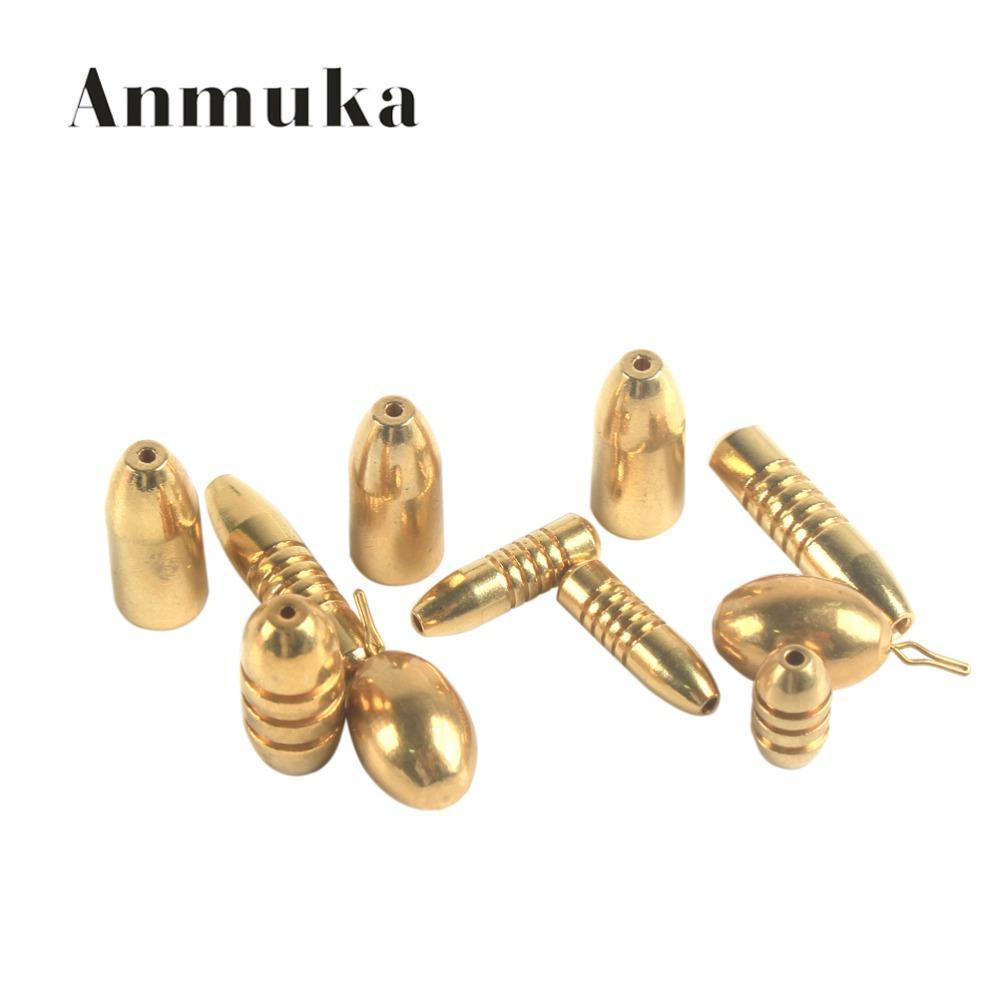 Anmuka 5Pcs/Lot Copper Bullet Sinker Weight Fast Sinking For Texas Rig Bass-Anmuka Outdoor store-size1-Bargain Bait Box