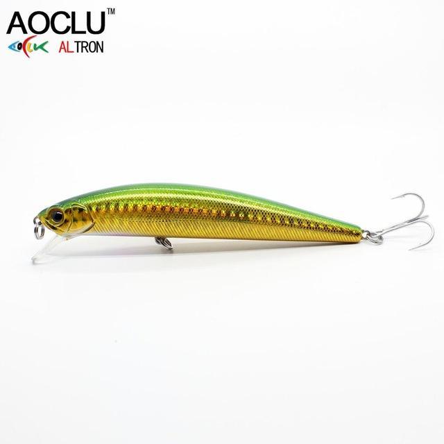 Aoclu Wobblers Super Quality 5 Colors 11Cm 23G Hard Bait Minnow Crank Fishing-AOCLU -Fishing Store-Green CH110-Bargain Bait Box