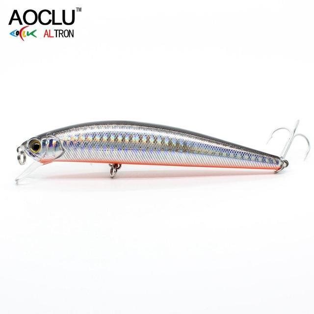 Aoclu Wobblers Super Quality 5 Colors 11Cm 23G Hard Bait Minnow Crank Fishing-AOCLU -Fishing Store-Silver CH110-Bargain Bait Box