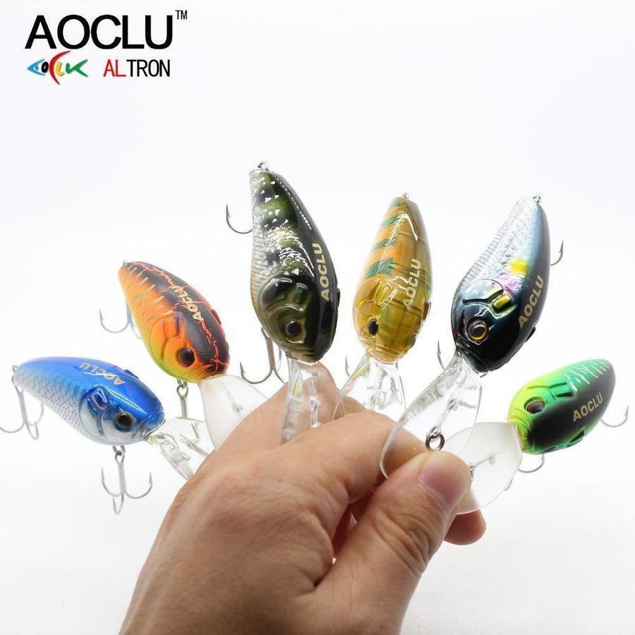 Aoclu Wobblers Super Quality 6 Colors 9Cm 13G Hard Bait Minnow Crank Fishing-AOCLU -Fishing Store-Green Tiger AUA90-Bargain Bait Box