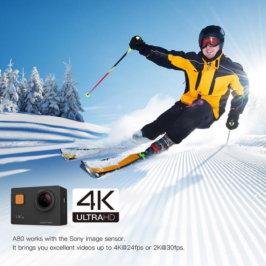 Apeman 4K Action Camera A80 Pro Wifi Action Cam Full Hd Underwater Waterproof-Action Cameras-apeman Store-Bargain Bait Box