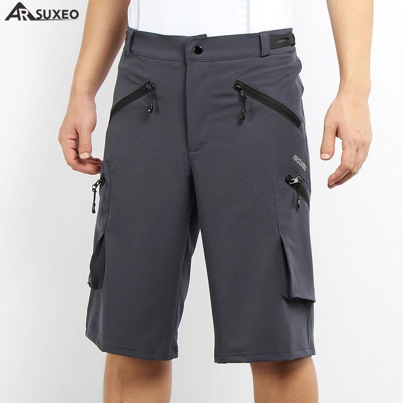 Arsuxeo Mens Outdoor Sports Cycling Shorts Downhill Mtb Pockets Shorts-ARSUXEO Official Store-1705 black-S-Bargain Bait Box