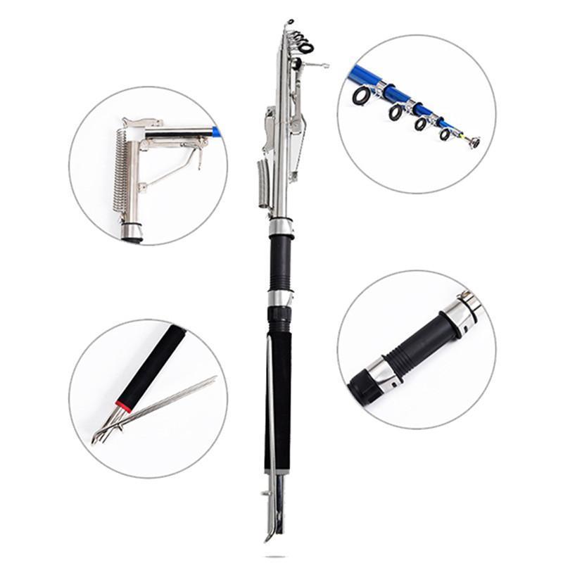 Automatic Fishing Rods Stainless Steel &amp; Glass Fiber Self-Propelled Telescopic-Automatic Fishing Rods-Wolves Store-2.1 m-Bargain Bait Box