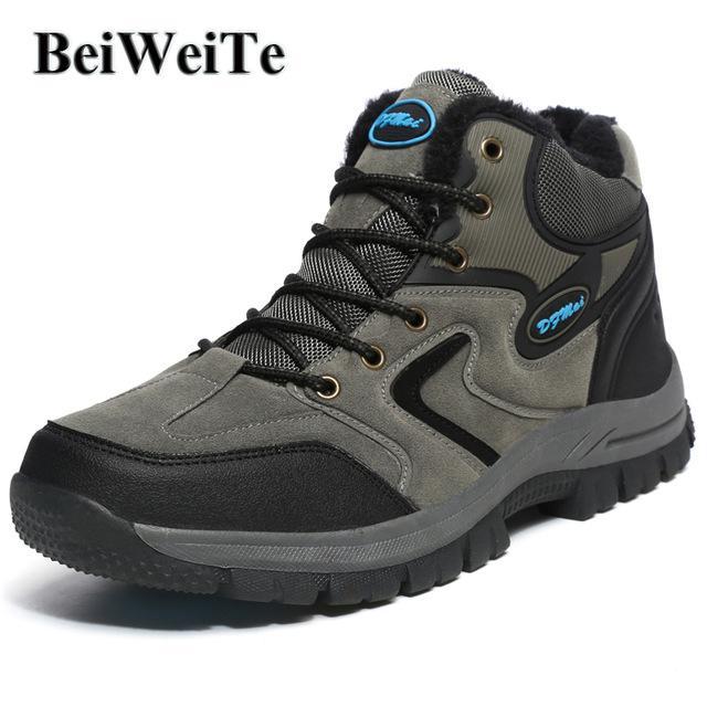 Beiweite Winter Mens Fur Lined Hiking Boots Big Size Warm Trail Trekking-beiweite Official Store-Gray-6.5-Bargain Bait Box