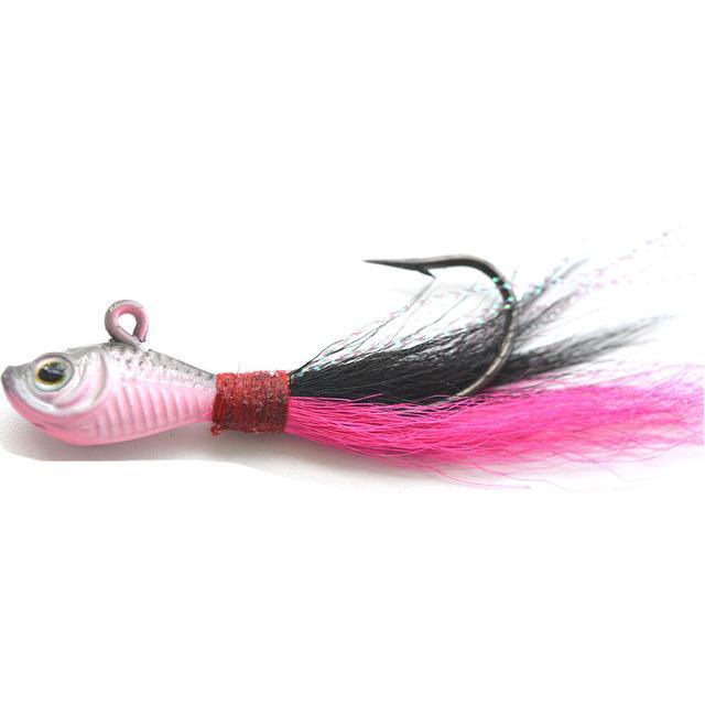 Big Game Fishing Lures 3D Eyes Bucktail Jig For Saltwater Fishing Lure-Quick Jeffrey Game Fishing Tackle-1 pieces Claret-7 G-Bargain Bait Box