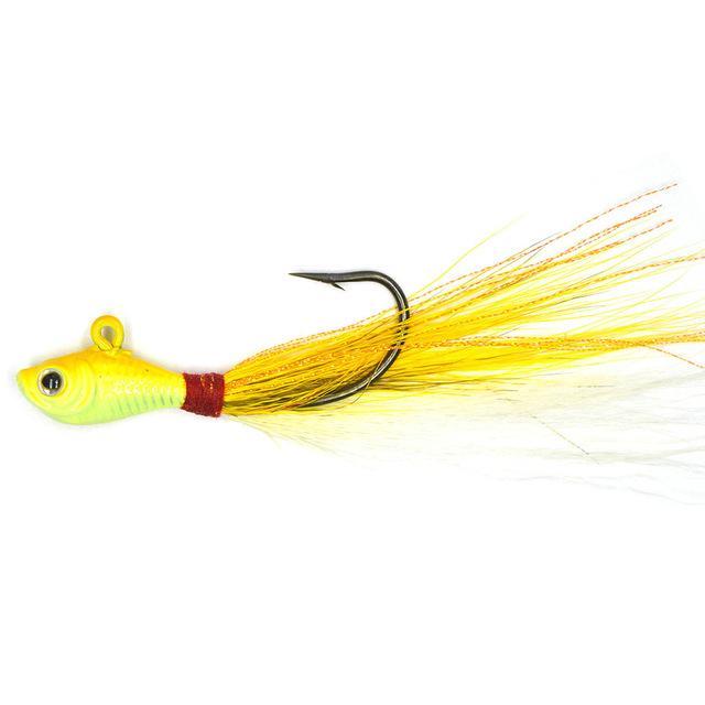 Big Game Fishing Lures 3D Eyes Bucktail Jig For Saltwater Fishing Lure-Quick Jeffrey Game Fishing Tackle-1 pieces yellow-7 G-Bargain Bait Box