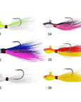 Big Game Fishing Lures 3D Eyes Bucktail Jig For Saltwater Fishing Lure-Quick Jeffrey Game Fishing Tackle-6 pieces Mixed color-7 G-Bargain Bait Box