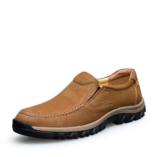 Big Size Men Hiking Shoes Leather Slip On Mountain Climbing Sneakers For-mi ren Store-zong se-5-Bargain Bait Box