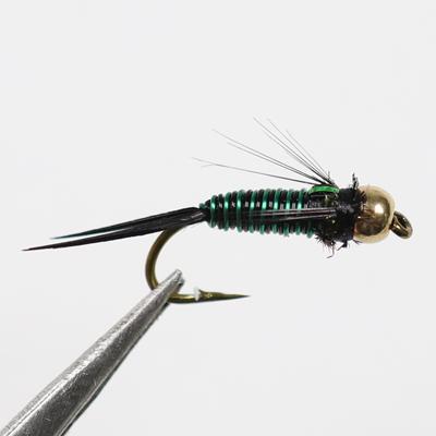 Bimoo 10Pcs 12# Copper John Beadhead Nymphs Fly Fishing Lure-Bimoo Fishing Tackle Store-Blackgreen Wire-Bargain Bait Box