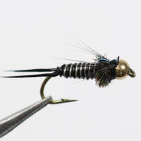 Bimoo 10Pcs 12# Copper John Beadhead Nymphs Fly Fishing Lure-Bimoo Fishing Tackle Store-BlackSilver Wire-Bargain Bait Box