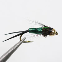 Bimoo 10Pcs 12# Copper John Beadhead Nymphs Fly Fishing Lure-Bimoo Fishing Tackle Store-Green Wire-Bargain Bait Box