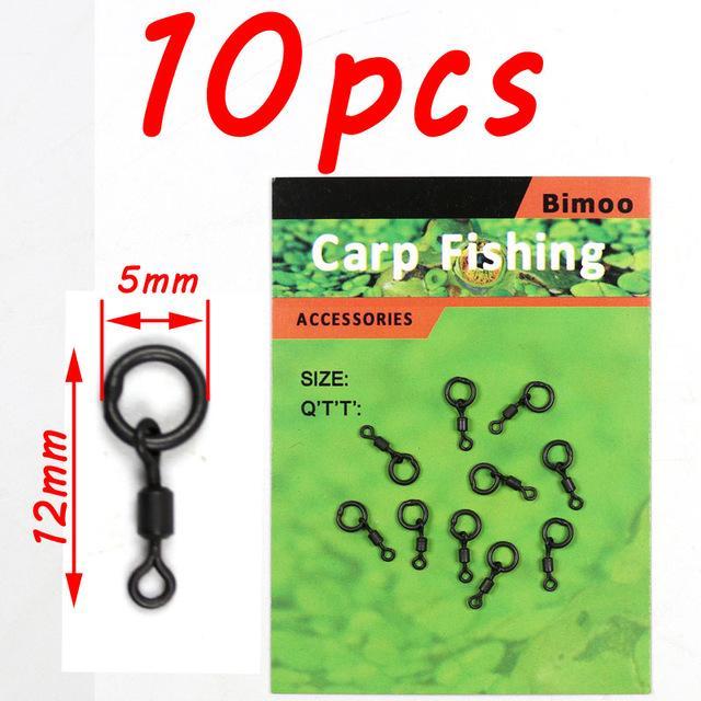 Bimoo 10Pcs/Pack Carp Fishing Tackle Micro Hook Ring Swivel Chod