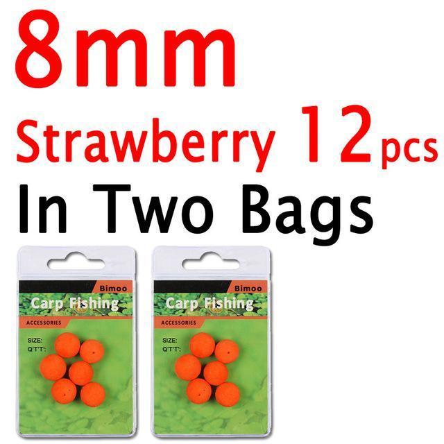 Bimoo 12Pcs 8Mm 10Mm 12Mm 14Mm Colored Pop Up Carp Fishing Boilies Flavoured-Bimoo Fishing Tackle Store-8mm Strawberry 12PCS-Bargain Bait Box