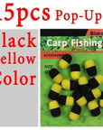 Bimoo 15Pcs/Pack Cylinder Carp Fishing Bait Foam Boilie Pop Ups Hook Fish-Bimoo Fishing Tackle Store-15pcs black yellow-Bargain Bait Box