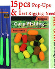 Bimoo 15Pcs/Pack Cylinder Carp Fishing Bait Foam Boilie Pop Ups Hook Fish-Bimoo Fishing Tackle Store-15pcs mix n needles-Bargain Bait Box