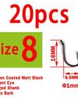 Bimoo 20Pcs Teflon Coating Out-Turned Eyed Carp Hooks Up Bent Matte Black With-Bimoo Fishing Tackle Store-20pcs size 8-Bargain Bait Box