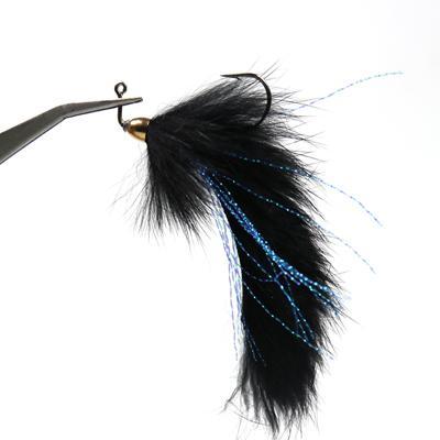 Bimoo 4Pcs Size 1/0 Bass Copper Beadhead Fly Fishing Streamers White-Flies-Bargain Bait Box-Black 4PCS-Bargain Bait Box