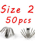 Bimoo 50Pcs Squid Jig Hook Single Hooks 14 Needles Size 2 2.5 3 3.5 4 Shrimp-Bimoo Fishing Tackle Store-50pcs size 2-Bargain Bait Box