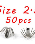 Bimoo 50Pcs Squid Jig Hook Single Hooks 14 Needles Size 2 2.5 3 3.5 4 Shrimp-Bimoo Fishing Tackle Store-50pcs size 2dot5-Bargain Bait Box