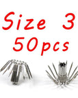 Bimoo 50Pcs Squid Jig Hook Single Hooks 14 Needles Size 2 2.5 3 3.5 4 Shrimp-Bimoo Fishing Tackle Store-50pcs size 3-Bargain Bait Box
