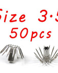 Bimoo 50Pcs Squid Jig Hook Single Hooks 14 Needles Size 2 2.5 3 3.5 4 Shrimp-Bimoo Fishing Tackle Store-50pcs size 3dot5-Bargain Bait Box