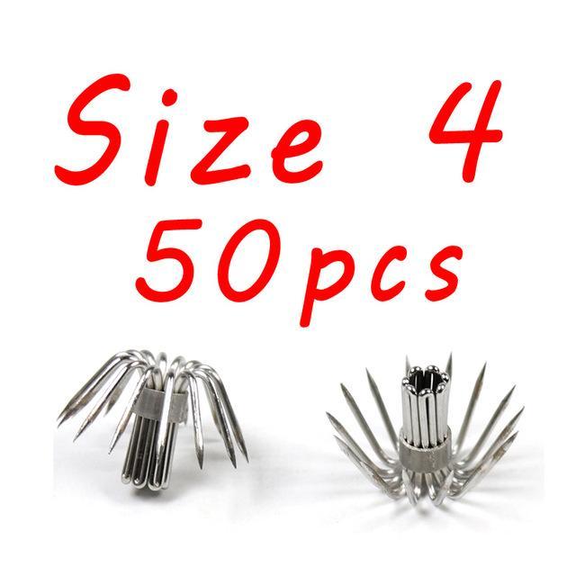 Bimoo 50Pcs Squid Jig Hook Single Hooks 14 Needles Size 2 2.5 3