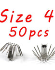 Bimoo 50Pcs Squid Jig Hook Single Hooks 14 Needles Size 2 2.5 3 3.5 4 Shrimp-Bimoo Fishing Tackle Store-50pcs size 4-Bargain Bait Box