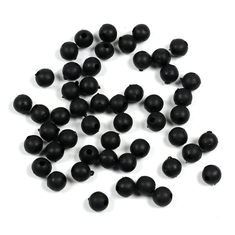 Bimoo 50Pcs/Pack 6Mm 8Mm Soft Rubber Beads Carp Fishing Bore Beads Chod And-Bimoo Fishing Tackle Store-6mm black-Bargain Bait Box
