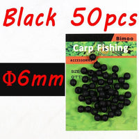 Bimoo 50Pcs/Pack 6Mm 8Mm Soft Rubber Beads Carp Fishing Bore Beads Chod And-Bimoo Fishing Tackle Store-6mm black-Bargain Bait Box