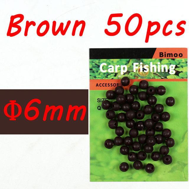 Bimoo 50Pcs/Pack 6Mm 8Mm Soft Rubber Beads Carp Fishing Bore Beads Chod And-Bimoo Fishing Tackle Store-6mm brown-Bargain Bait Box
