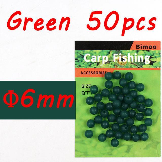 Bimoo 50Pcs/Pack 6Mm 8Mm Soft Rubber Beads Carp Fishing Bore Beads Chod And-Bimoo Fishing Tackle Store-6mm green-Bargain Bait Box