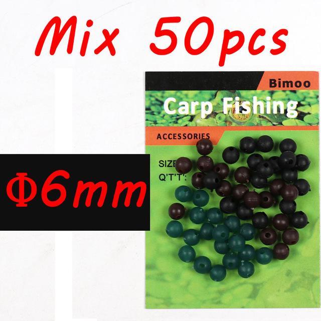 Bimoo 50Pcs/Pack 6Mm 8Mm Soft Rubber Beads Carp Fishing Bore Beads Chod And-Bimoo Fishing Tackle Store-6mm mix color-Bargain Bait Box