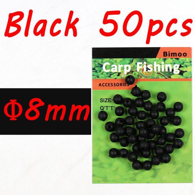 Bimoo 50Pcs/Pack 6Mm 8Mm Soft Rubber Beads Carp Fishing Bore Beads Chod And-Bimoo Fishing Tackle Store-8mm black-Bargain Bait Box