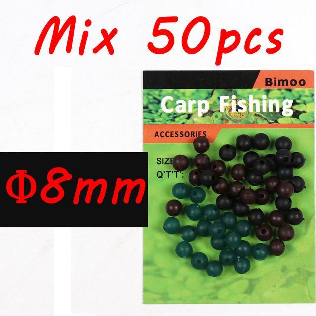 Bimoo 50Pcs/Pack 6Mm 8Mm Soft Rubber Beads Carp Fishing Bore Beads Chod And-Bimoo Fishing Tackle Store-8mm mix color-Bargain Bait Box