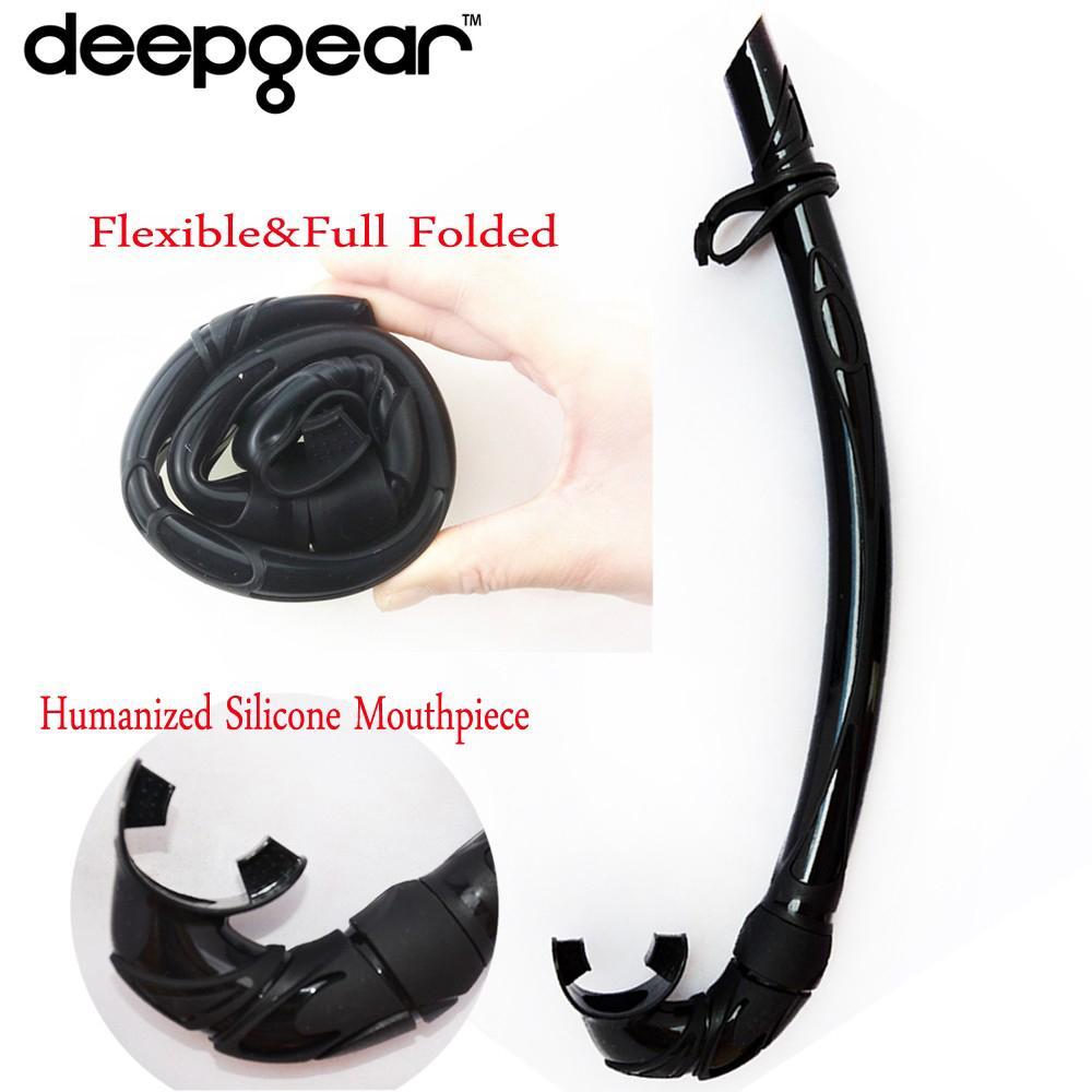 Black Silicone Diving Snorkel Flexable And Folded Snorkel Tube Top-Spearfishing-Bargain Bait Box-Bargain Bait Box