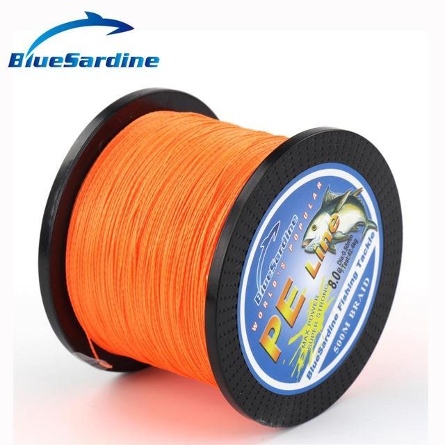 Bluesardine 500M Braided Fishing Line Multifilament Pe 4 Braid Fishing Wires-Blue Sardine-Orange-0.4-Bargain Bait Box