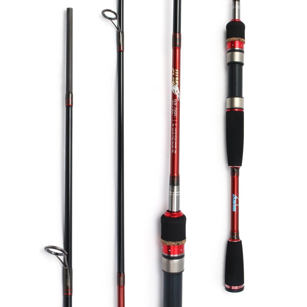 Bobing Flame Fox Lure Rod 2 Tips M/Ml 2.1M 2 Sections Carbon Fiber Fishing Rod-Baitcasting Rods-Cycling &amp; Fishing Store-Bargain Bait Box