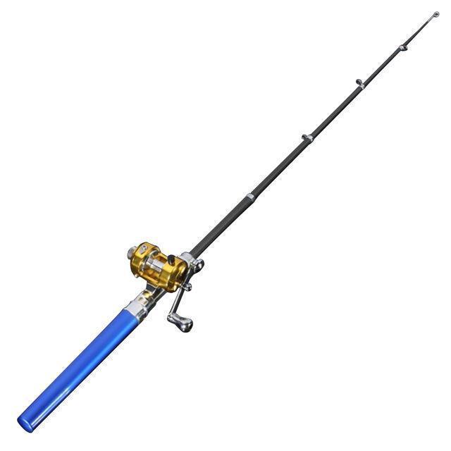 Bobing Mini Rod &amp; Reel Portable Pen Shape For Pocket Telescopic Fishing Pole Sea-Haofang Outdoor Store-Blue-Bargain Bait Box