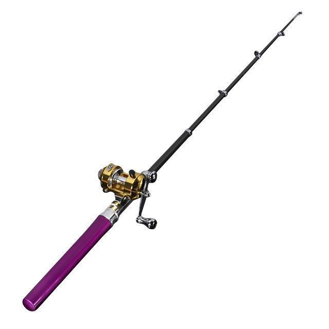 Bobing Mini Rod &amp; Reel Portable Pen Shape For Pocket Telescopic Fishing Pole Sea-Haofang Outdoor Store-Purple-Bargain Bait Box