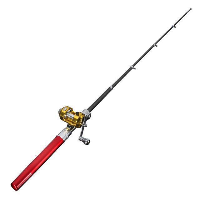 Bobing Mini Rod &amp; Reel Portable Pen Shape For Pocket Telescopic Fishing Pole Sea-Haofang Outdoor Store-Red-Bargain Bait Box